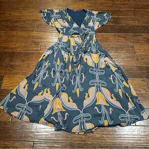 Free People Maxi Dress - Blue and Yellow